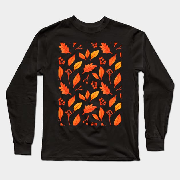 Autumn Leaves and floral pattern - Autumn Colors Long Sleeve T-Shirt by Clicky Commons